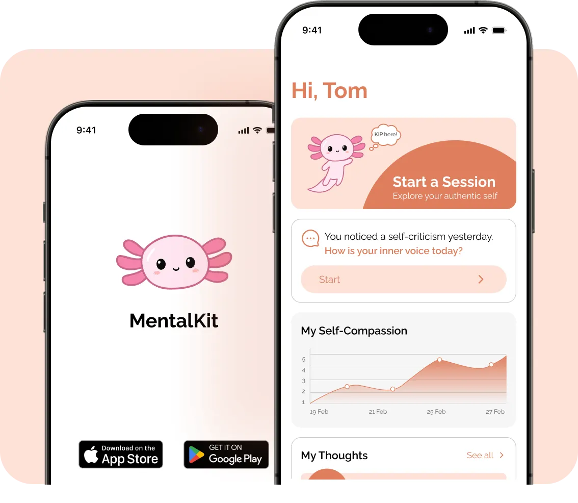 MentalKit app preview on two phones